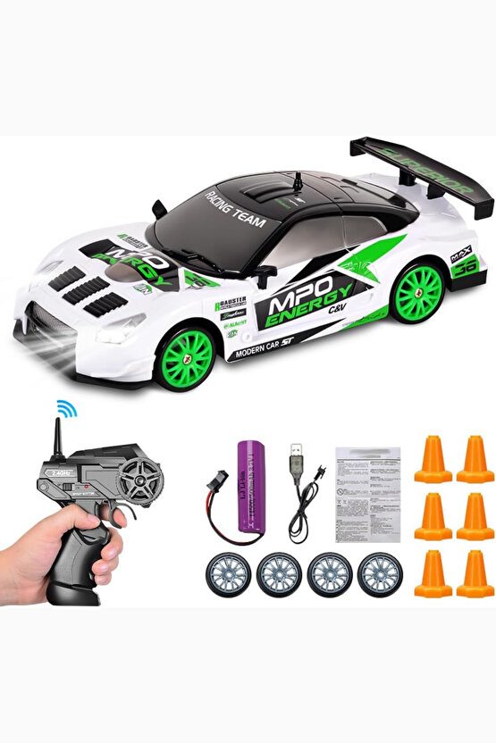 Oyuncak Uzaktan Kumandalı Aksesuarlı 2.4G Şarjlı 1:24 Drift Arabası 4x4 +4Yedek Tekerlek +15KmHız