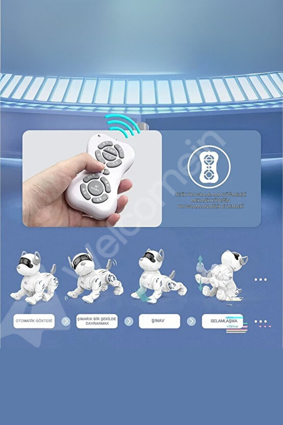 Uzaktan Kumandalı Sensörlü Işıklı Sesli Selamlaşan Akıllı Oyuncak Köpek Fonksiyonlu Robot Pet +3