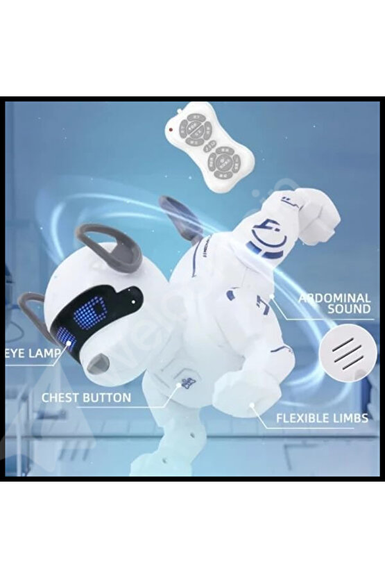 Uzaktan Kumandalı Sensörlü Işıklı Sesli Selamlaşan Akıllı Oyuncak Köpek Fonksiyonlu Robot Pet +3