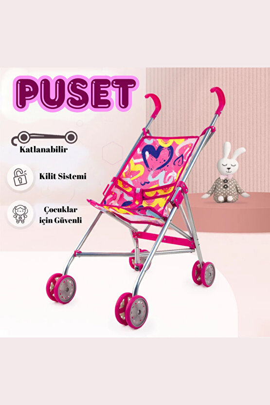 Oyuncak Katlanabilir Metal Bebek Arabası (Baston Puset)
