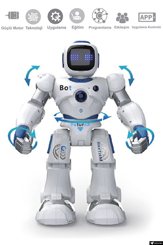 Eğlendirici Akıllı Kumandalı Şarjlı İnteraktif Akıllı Büyük Robot Müzik Hikaye ve Eğitici Özellikler