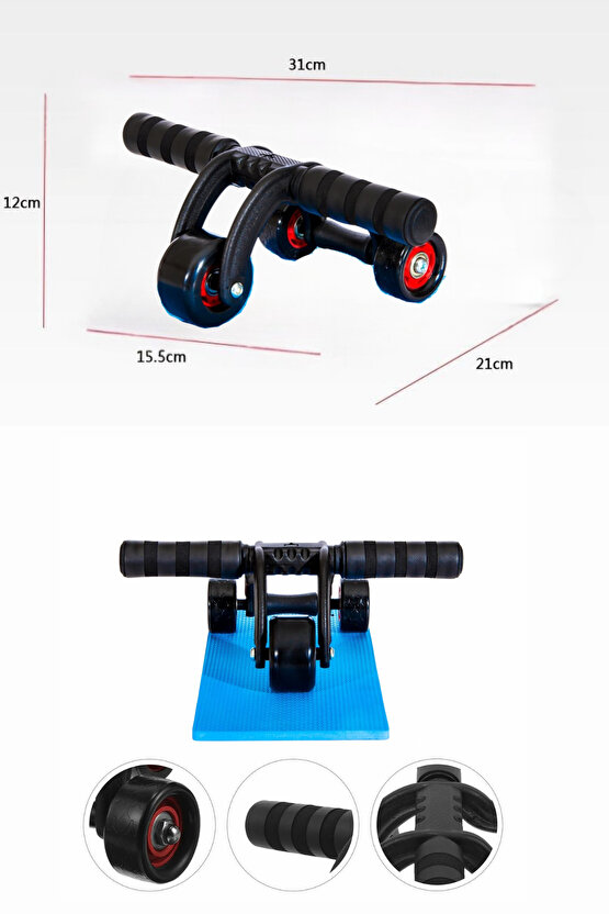 AB Roller Karın ve Kol Kası Egzersiz Aleti Fitnes Güç Tekerleği Fitness (Diz Pedi Hediye)