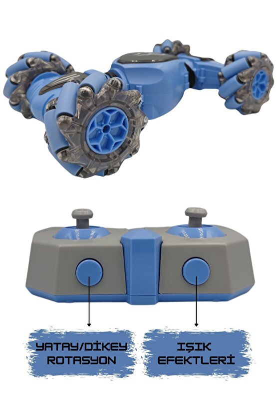 Oyuncak 2.4 GHz Bilekten ve Uzaktan Kumandalı Işıklı 4X4 Çift Kumandalı Akrobat Araba