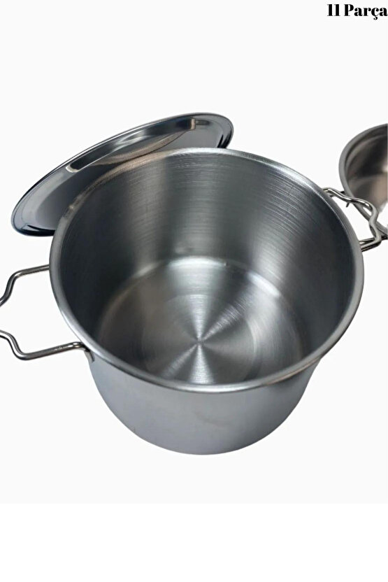 Oyuncak 11 Parça Metal Emaye Tencere Ve Tava Seti Paslanmaz Tava