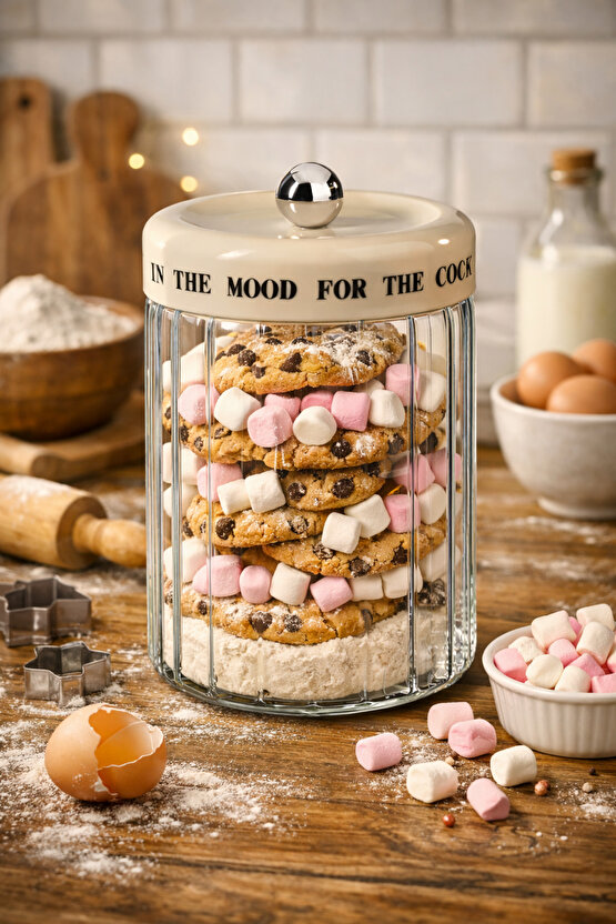 1400 ml Cam Saklama Kavanozu 12 x 9 cm Hava Geçirmez Bakliyat, Kahve, Makarna ve Kurabiye Kabı