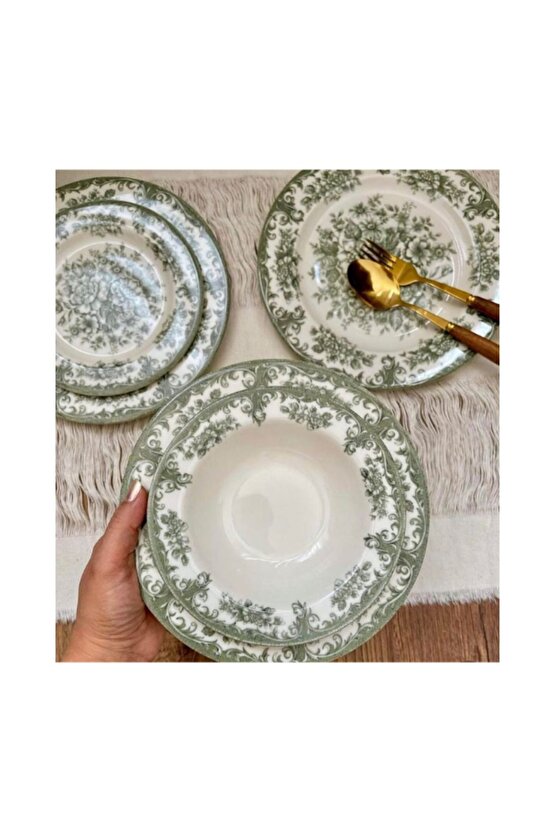 Kosova Rosabella Green 24 Parça Yemek Takımı