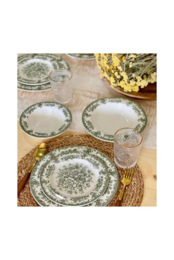 Kosova Rosabella Green 24 Parça Yemek Takımı