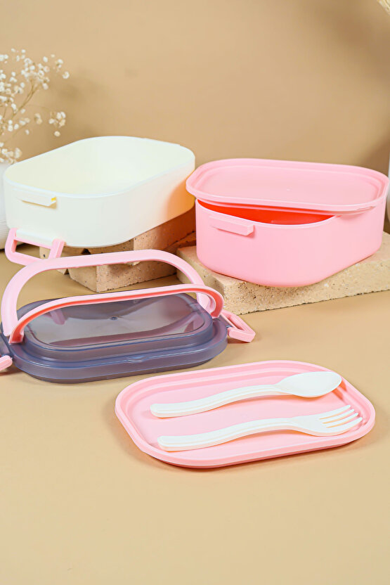 2 Katlı Sızdırmaz Taşıma Kaplı Öğle Yemeği Beslenme Saklama Kabı - Mikrodalgaya Uygun