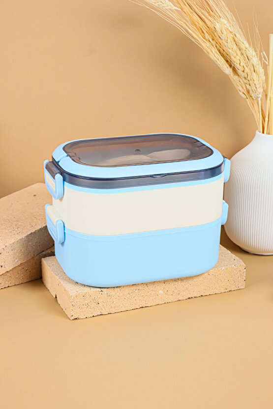 2 Katlı Sızdırmaz Taşıma Kaplı Öğle Yemeği Beslenme Saklama Kabı - Mikrodalgaya Uygun