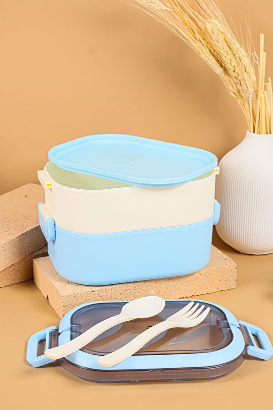 2 Katlı Sızdırmaz Taşıma Kaplı Öğle Yemeği Beslenme Saklama Kabı - Mikrodalgaya Uygun