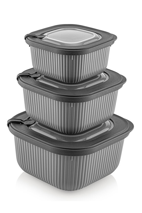 3lü Mikrodalga Ve Difrize Uygun Vip Kapaklı Özel Saklama Kabı Seti Bej