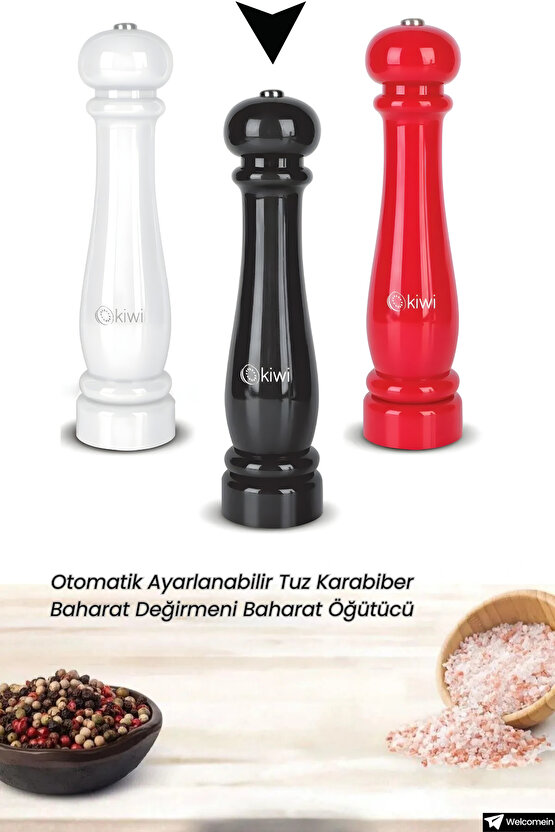 Pilli Seramik Otomatik Ayarlanabilir Tuz Karabiber Değirmeni Kuru Baharat Öğütücü (HEDİYELİK)