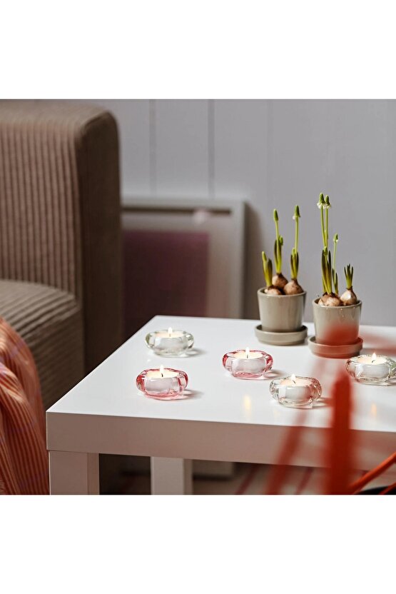 BLADFAGEL 3 lü Set 3 cm Şeffaf Cam Tealight Mumluk Şamdan