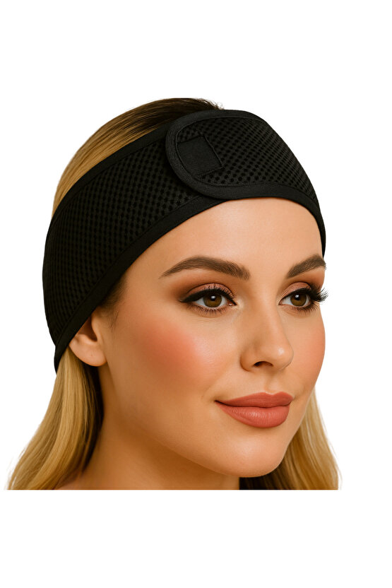 Fileli Saç Bandı 2li Set Makyaj Uygulama Cırtlı Hava Alabilir Cilt Bakım Yoga Spa Ter Sporcu Bandana