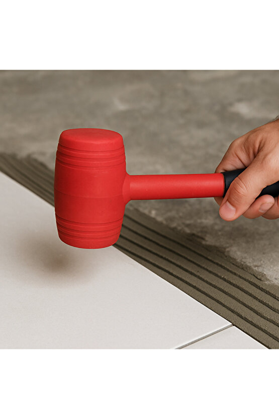 50lik Kauçuk Tokmak Fayansçı Tokmağı Çadır Zemin Sabitleme Çelik Seramik Döşeme Tadilat Kırmızı Renk