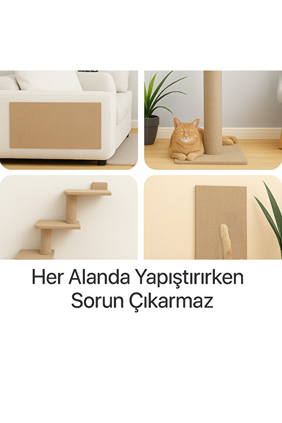 Kedi Tırmalama Halısı Yapışkanlı Her Yüzeye Uygulanabilir Kesilebilir Mobilya Koruyucu Mat (40X50)