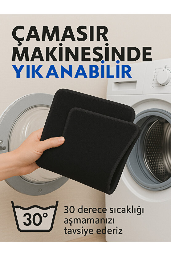 Oto Paspas Halı Kaymaz Taban Yıkanabilir Silinebilir Tüm Araç Modellere Uyumlu Siyah TPR 4 Parça