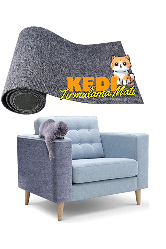 Kedi Tırmalama Halısı Yapışkanlı Her Yüzeye Uygulanabilir Kesilebilir Mobilya Koruyucu Mat (40X50)