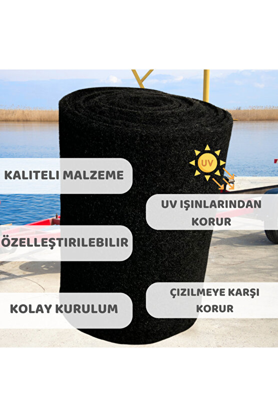 Dayanıklı Tekne Römorku Halısı Dayanıklı Kesilebilir Koruyucu Mat Siyah (0.7X20CMX4M)