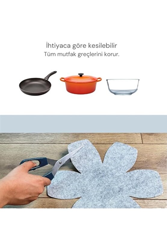 Beylini 12Li Set Tava Tencere Koruyucu Ve Düzenleyici Keçesi (Gri)