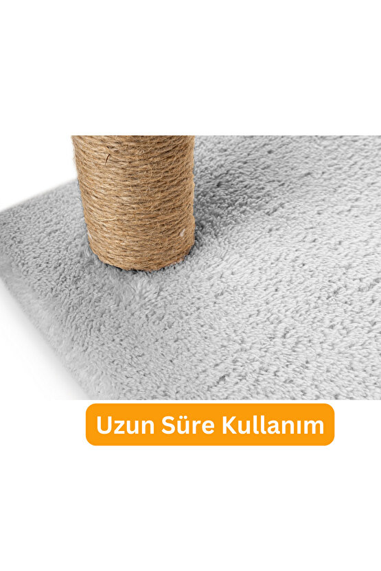 Çubuk Kedi Tırmalama Tahtası Peluş Kumaş Silinebilir Demonte 40 cm Gri Renk
