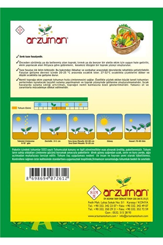 100 Adet Sırık Fasülye Tohumu