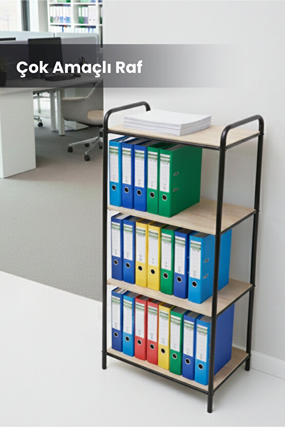 Çok Amaçlı 4 Katlı Raf Ofis Dosya Rafı Kitaplık Dekoratif 4 bölmeli Raf Mutfak Düzenleyici Rafı