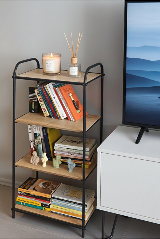 Çok Amaçlı 4 Katlı Raf Ofis Dosya Rafı Kitaplık Dekoratif 4 bölmeli Raf Mutfak Düzenleyici Rafı