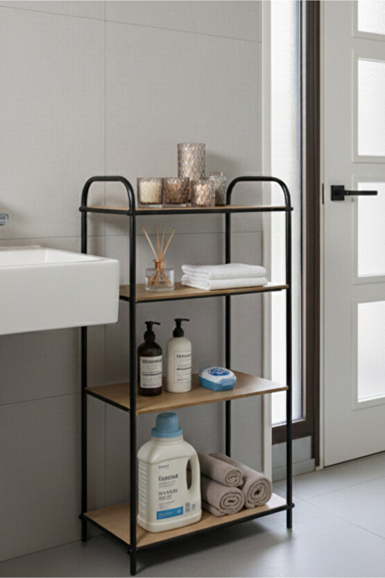 Banyo Düzenleyici Raf Banyo Organizeri Deterjanlık Şampuanlık Banyo Dolabı Siyah