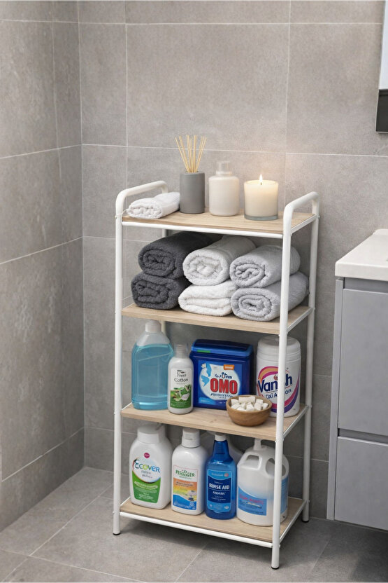 Banyo Düzenleyici Raf Banyo Organizeri Deterjanlık Şampuanlık Banyo Dolabı Beyaz