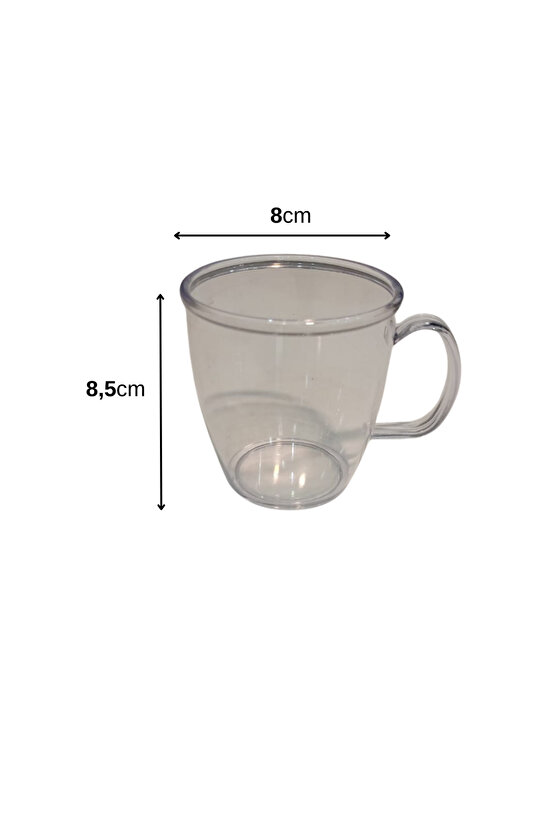 6lı Şeffaf Mika Kulplu Bardak Seti Mika Bardak Seti