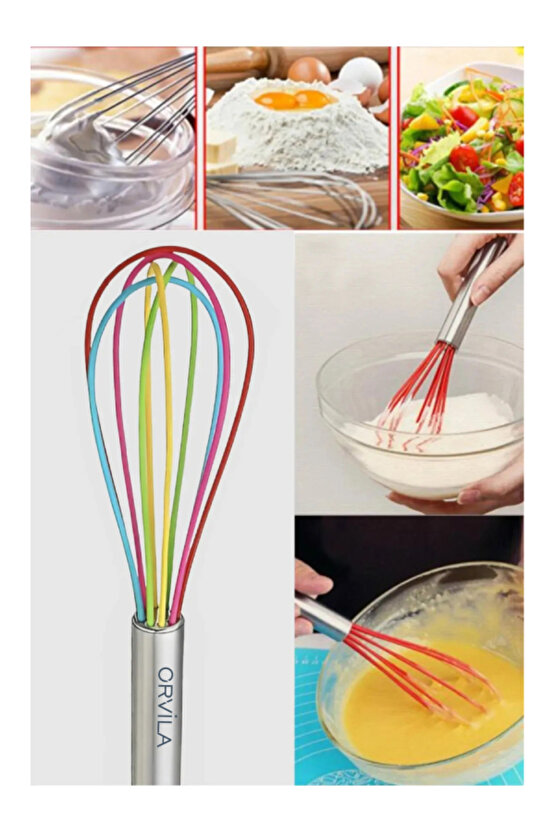 Metal Saplı Silikon Çırpıcı | Çizilmez Çelik Mixer