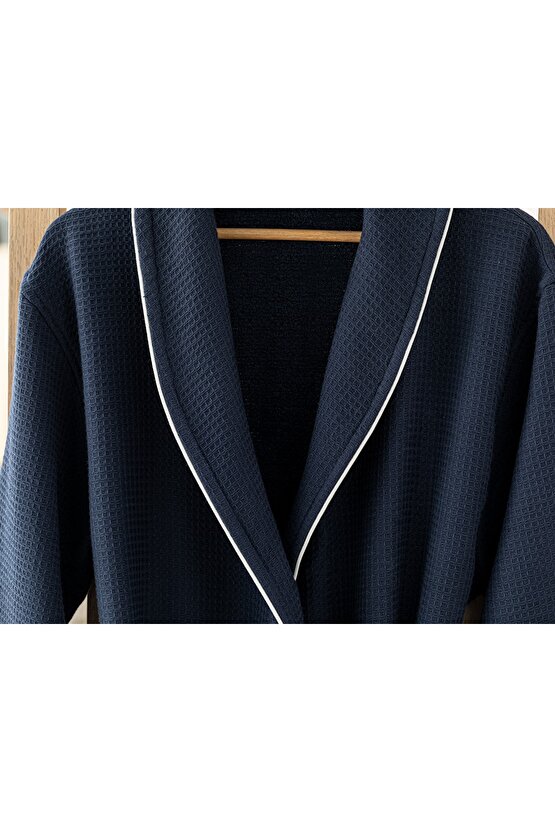 Thin Tek Yüz Pike Şal Yaka Bornoz S-m Lacivert