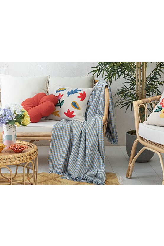 Gia KOLTUK ŞALI 130x170 cm Sarı - Mavi