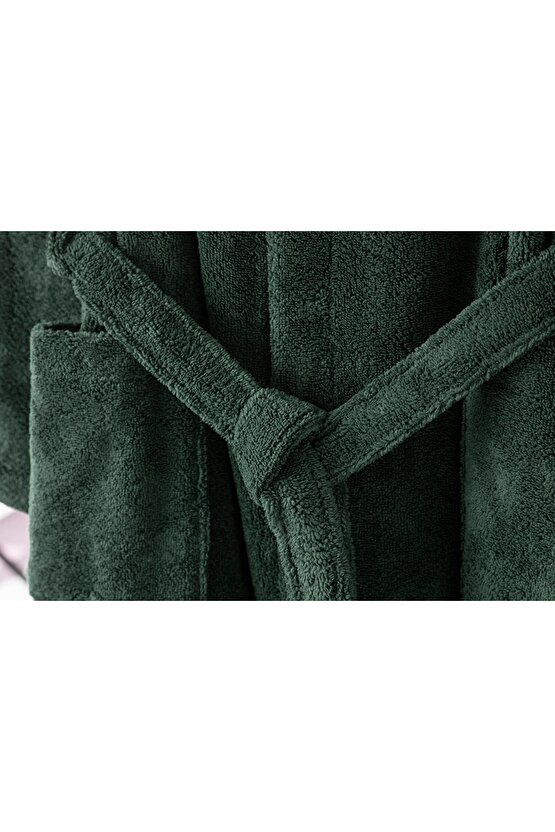 Softy Triga Pamuklu Kapüşonlu Bornoz S-m Koyu Yeşil