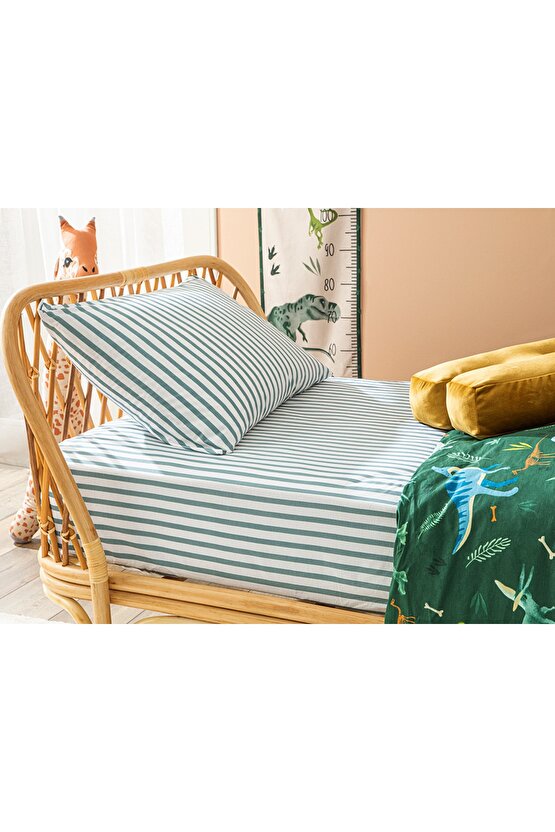 Stripe Pamuklu Çocuk Las.çarşaf Tkm 100x200 Cm Mavi