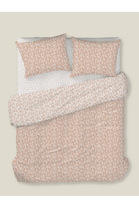 Lara Bloom Çift Kişilik Çarşaflı Nevresim Takımı 200x220 cm Pudra