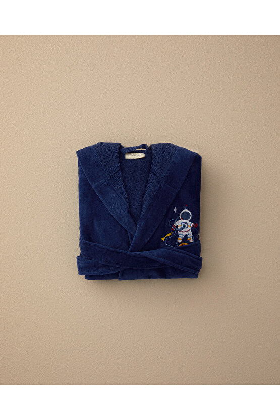 Galaxy Kadife %100 Pamuklu Çocuk Bornoz Koyu Mavi