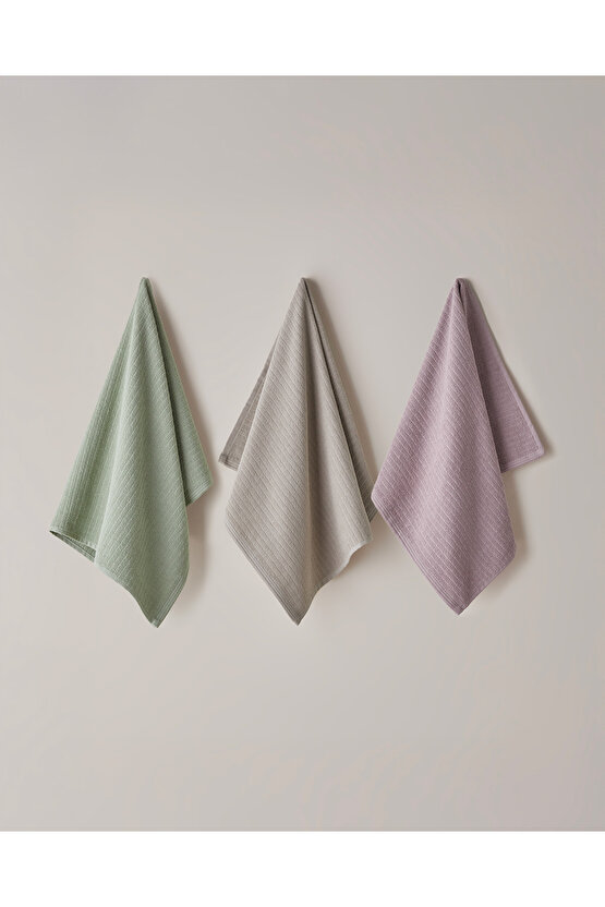 Stripe Pamuk Yüz Havlusu 50x70 cm Haki