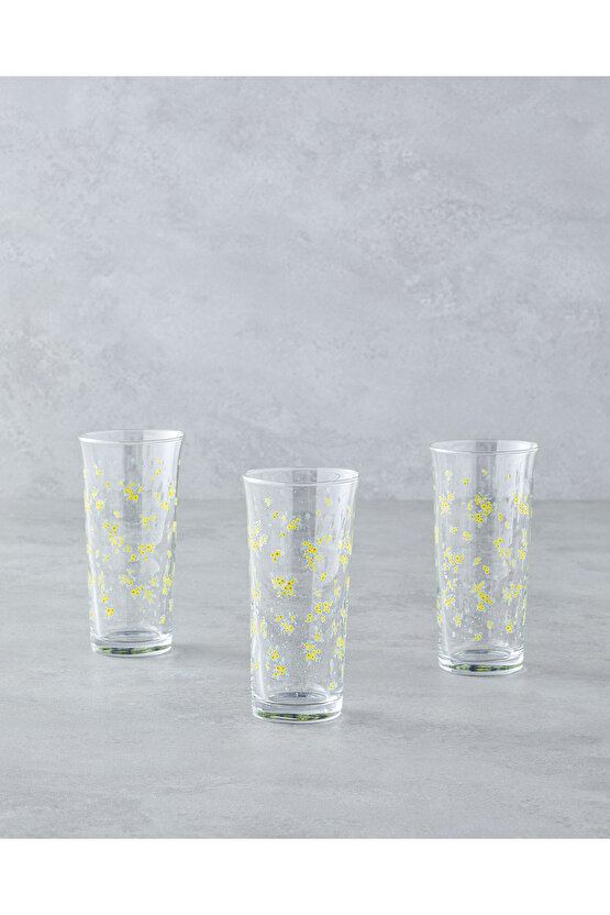 Petal Cam 3lü Bardak 290 ml Sarı