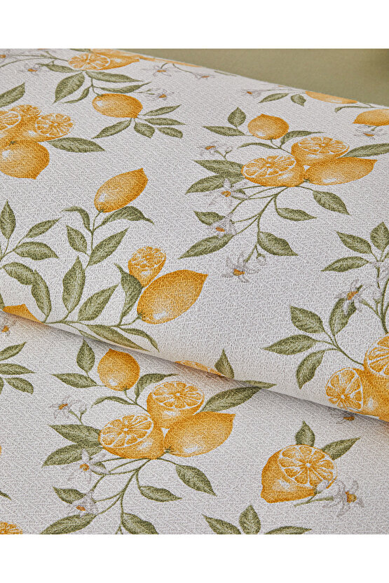 Amalfi Breeze Baskılı Çift Kişilik Pike Takımı 200x220 cm Sarı