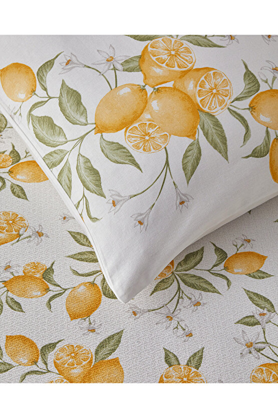 Amalfi Breeze Baskılı Tek Kişilik Pike Takımı 150x220 cm Sarı