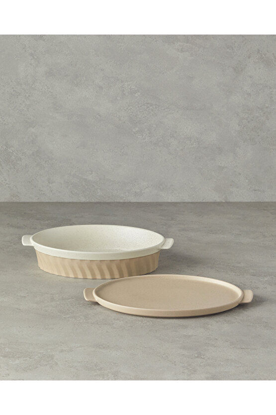 Pure Stoneware Oval Fırın Tenceresi 33,8x21,4x6,5 cm Krem