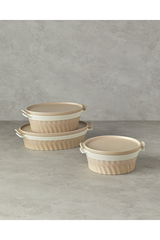 Pure Stoneware Oval Fırın Tenceresi 33,8x21,4x6,5 cm Krem
