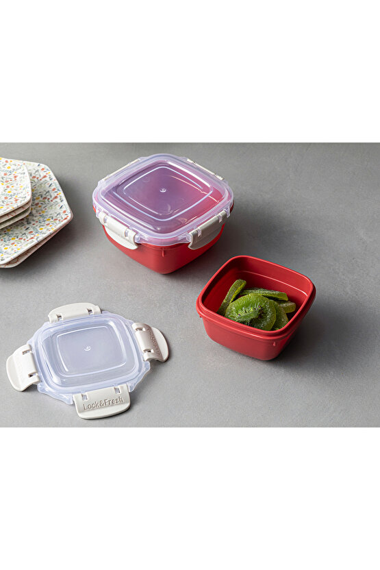 Master Lock Plastik 2li Saklama Kabı 275 + 500 Ml Kırmızı