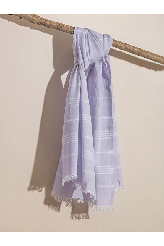 LCW HOME Lila Çizgili Saçaklı Pestamal Havlu 90x165 Cm