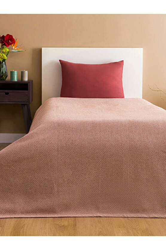 LCW HOME Kahverengi Kendinden Desenli Tek Kişilik Pike Seti