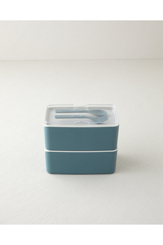 Mezaluna Time Plastik 2 Katlı Lunch Box 1 L- 1 L Yeşil