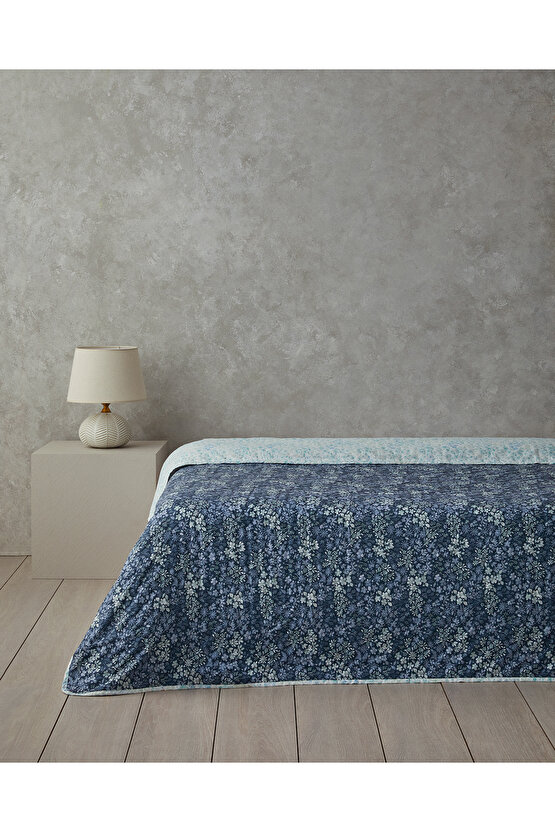 Floral Harmony Tek Kişilik Çok Amaçlı Örtü Açık Mavi