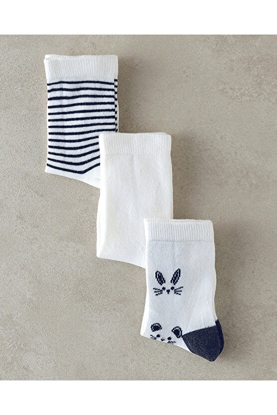 Cat 3lü Çocuk Çorap Siyah - Beyaz